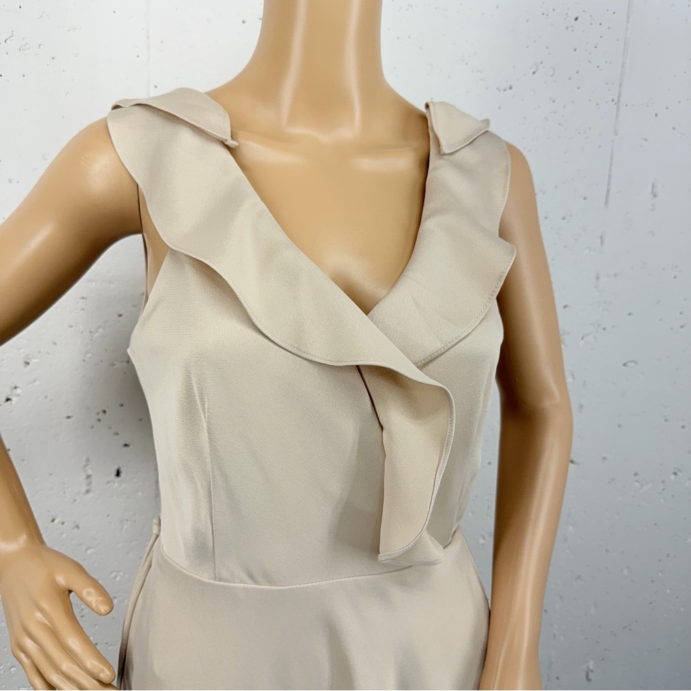 BHLDN Sachin & Babi Size 4 Tansy Satin Oyster Ruffle Lined Maxi Wrap Dress - Picture 3 of 16